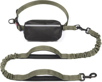 Hands Free Dog Leash with Zipper Pouch - Military Green / Medium