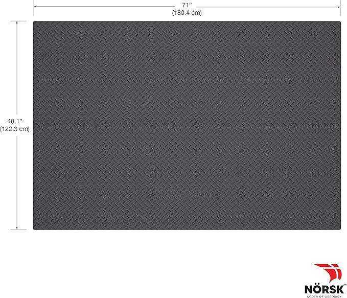 Norsk Foam Floor Gym Mats with Interlocking Tiles, .47" Thick, 24"x24", 24-Pack, 96 Square Feet, Diamond Plate Design, Grey