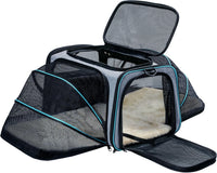 Cat Dog Carrier - Airline Approved Expandable Soft-Sided Pet Carrier with Removable Fleece Pad - 29.8"L x 18.0"W x 11.0"H