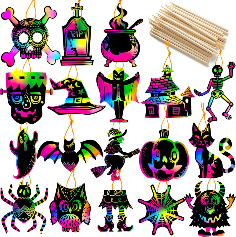 JOYIN 72 Pcs Halloween Rainbow Scratch Art Crafts for Kid - 120