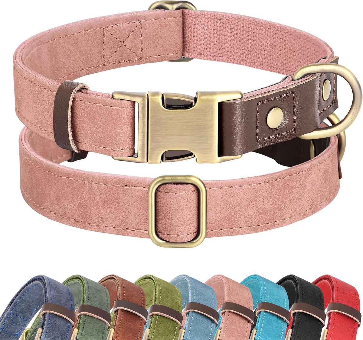 PU Leather Dog Collar for Small Dogs Puppy, Soft Lining, Green S – Essentials for Dogs - Pink / L: Neck 16-23", Width 1"
