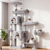 Hey-brother Cat Tree Tower with Stable Extended Base - Light Gray