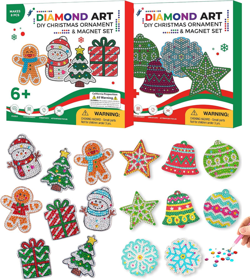 Little Jupiter diamond art Christmas ornaments kit with gem bells, stars and snowflakes