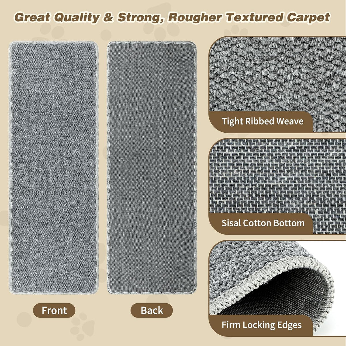 FHTONGE 71x15.8" Thickened Cat Wall Climbing Carpet with 16 Fixed - Highclass Grey / 39.4x15.8"(100x40cm) - image 2
