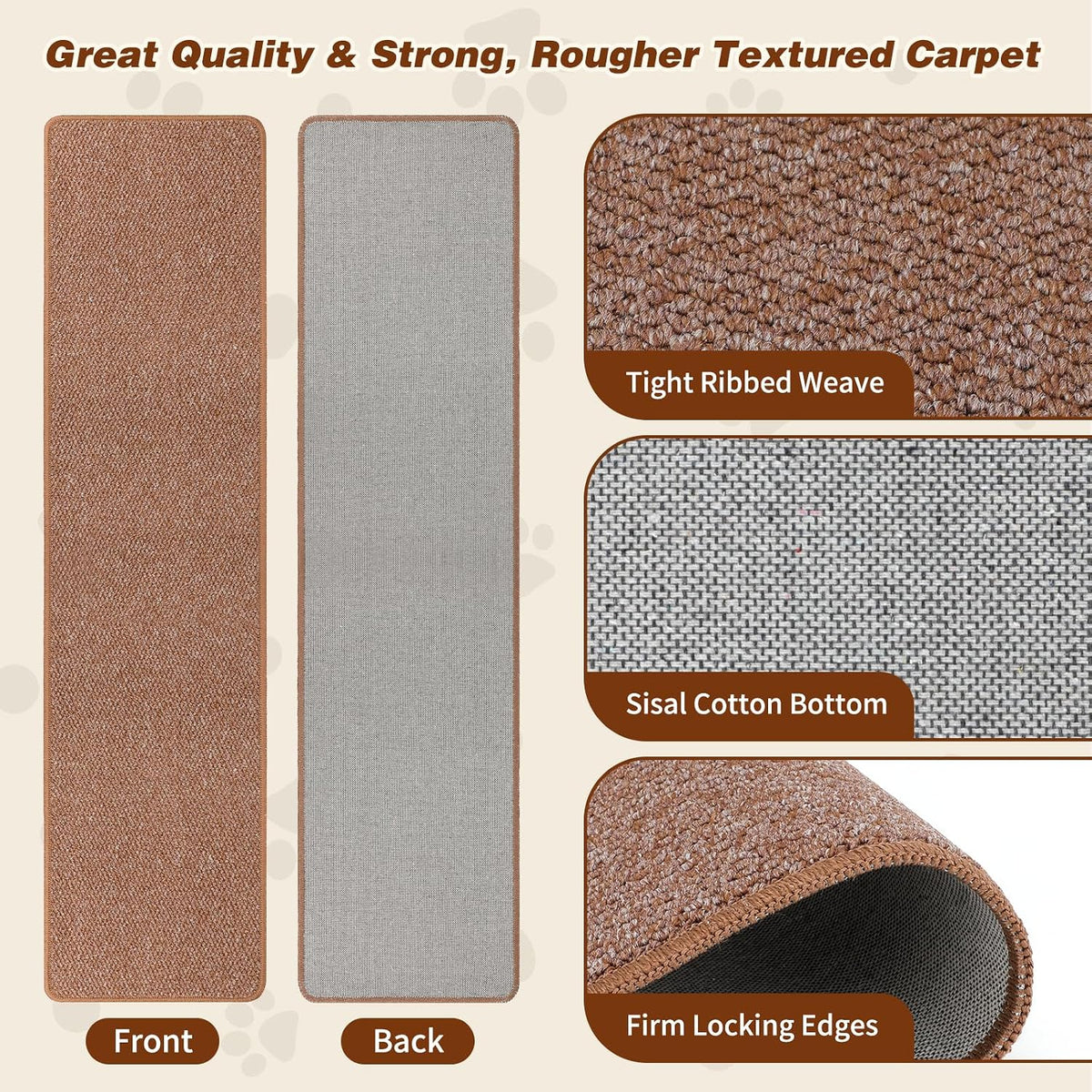 FHTONGE 71x15.8" Thickened Cat Wall Climbing Carpet with 16 Fixed - Coffee Brown / 71x15.8"(180x40cm) - image 3