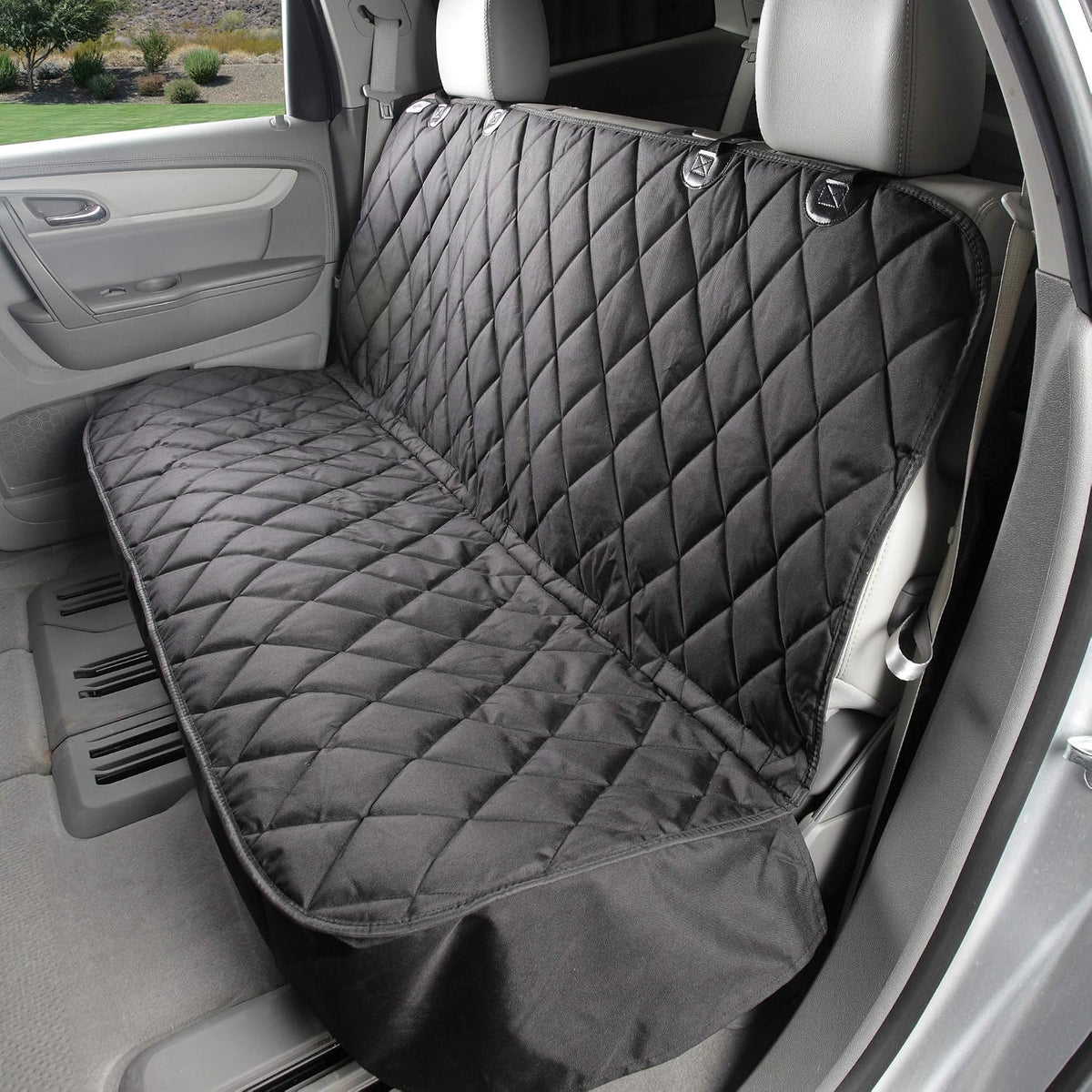 4Knines Heavy-Duty Rear Seat Cover for Dogs, Fitted, Black Reg - Black