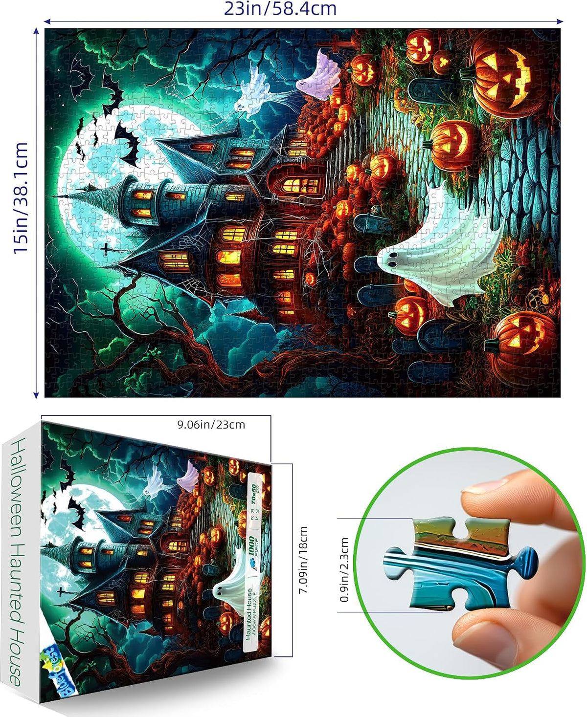 Blueforest Puzzles for Adults 500 Pieces - Halloween Haunted House / 27.5" x 19.7" - image 2