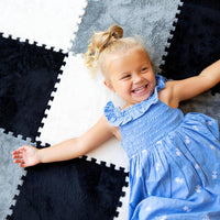 16 Carpet Squares Puzzle Mat 49" x 49" Baby Mat for Floor - Black,gray,white - image 2