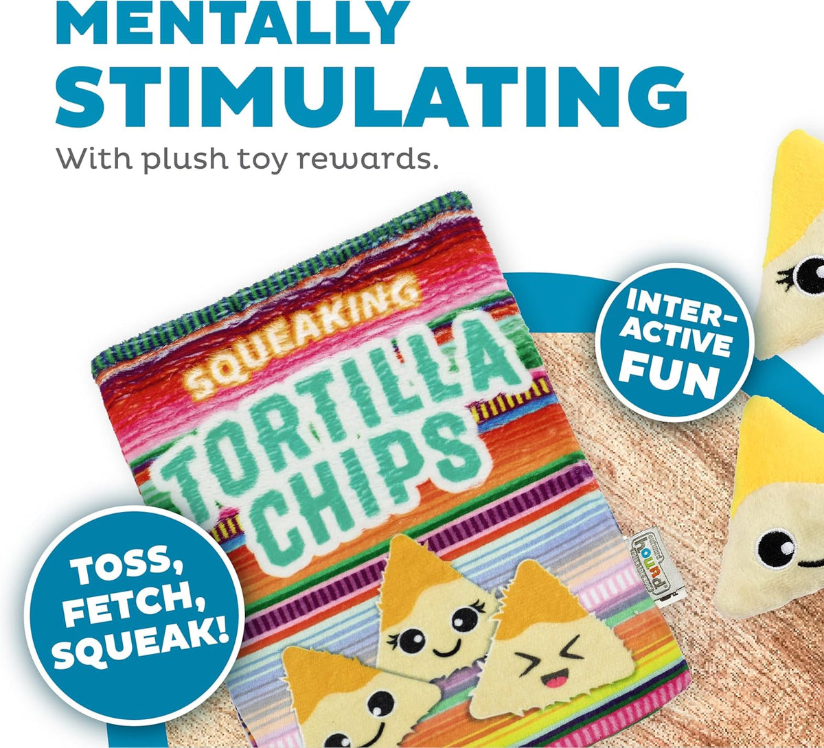 Outward Hound Hide-A-Birthday-Cake Plush Squeaky Dog Toy - Tortilla Chips - image 4