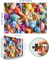 Vintage Paint Hummingbird Flower 500 Piece Puzzles for Adults - Colorful-1000 Piece-beaches Seashell / 27.5" X 19.7" - image 2