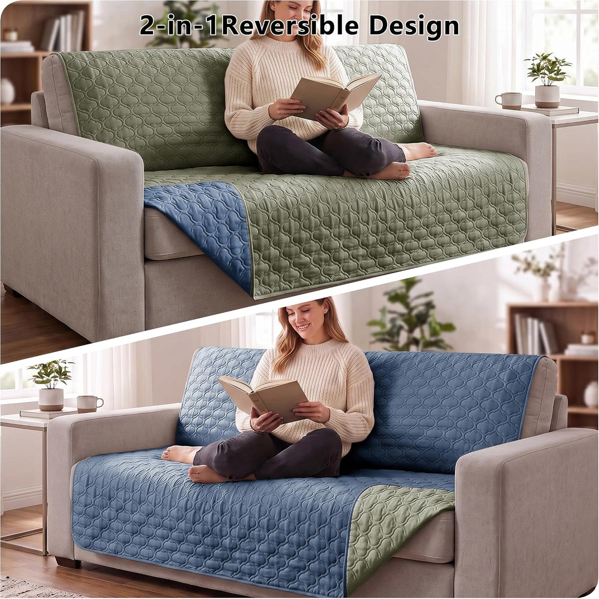 Waterproof Couch Cover, Washable Dog & Pet Furniture Protector - Blue+green / 52x82 Inches - image 4