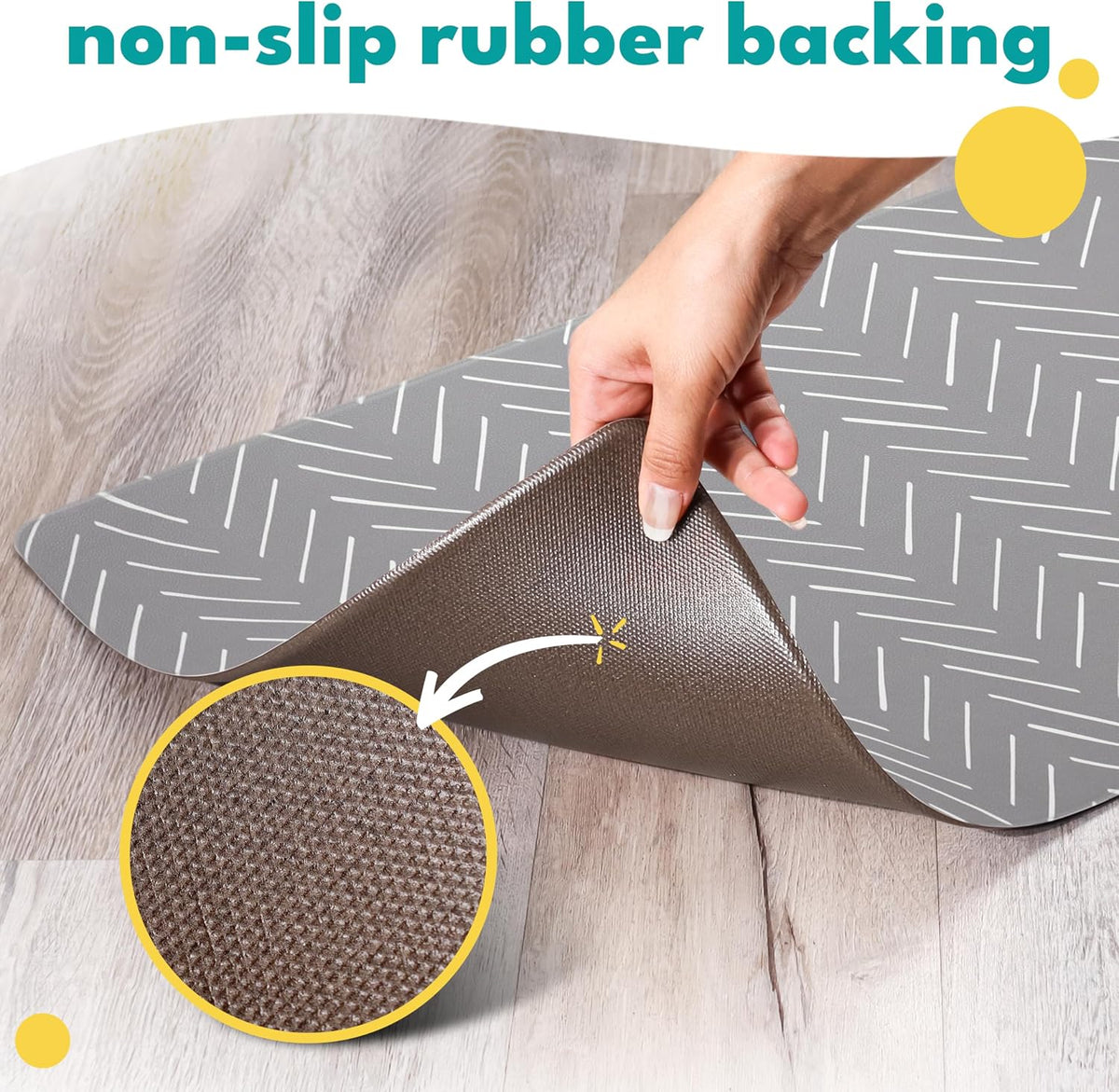 Dog Mat for Food and Water, Cat Feeding Mat - 16.5"L x 26"W / Gray Mud Cloth - image 3