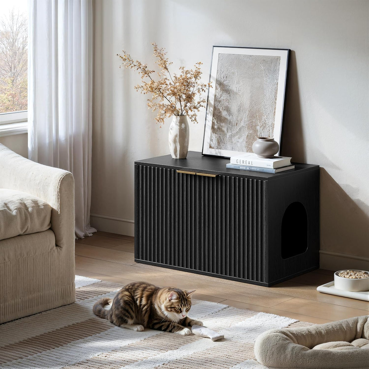 Evermagin 31.5" Cat Litter Box Enclosure Furniture – Essentials for Cats - Black - image 3