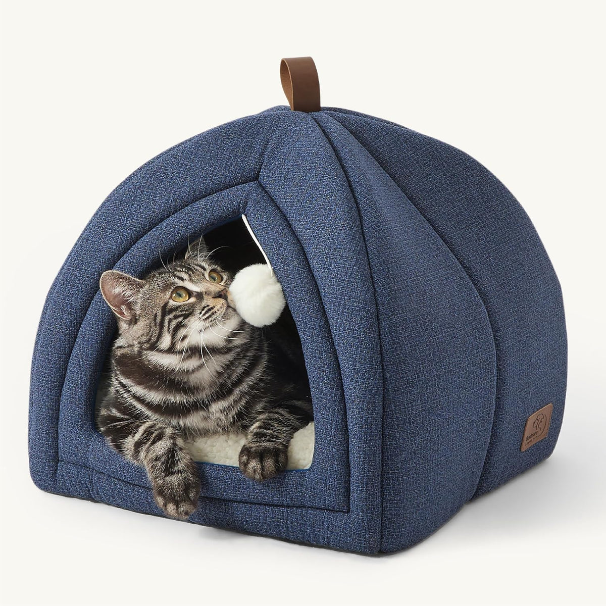 Bedsure 2in1 Cat Beds for Indoor Cats Cave for Kitten with Washable - M(16x16x16) / Navy