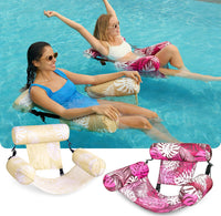 SLOOSH Inflatable Pool Floats Adult - Champagne, Pink-Tropical Leaves - image 2