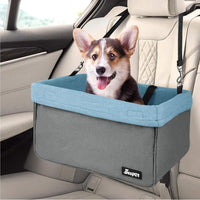 Jespet Dog Booster Seat for Cars, Travel Carrier with Seat Belt – Essentials for Dogs - Gray-16 L x 13" D x 9" H - image 2