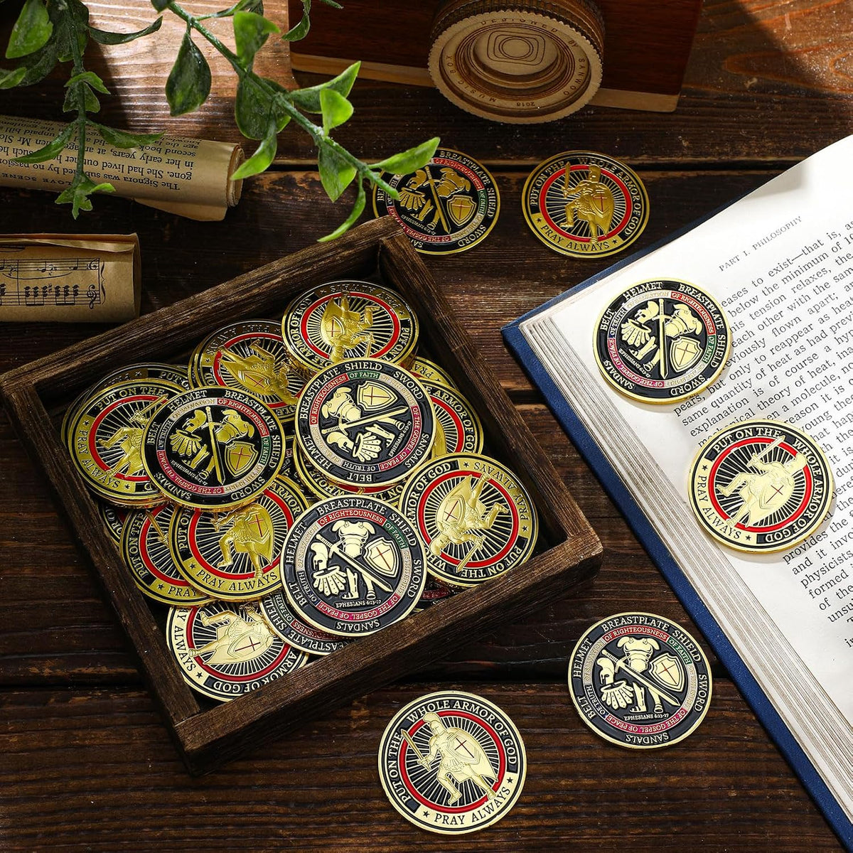 Nosiny 40 Christian challenge coins in gold zinc alloy with double sided print - view 26