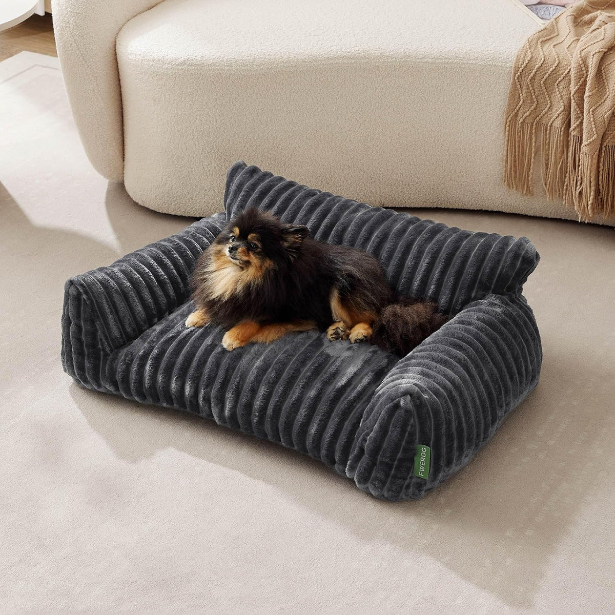Cute Couch Bed for Pets, Supportive Cat Sofa for Indoor Cats - 30.0"L x 20.0"W x 10.0"Th / Grey - image 2