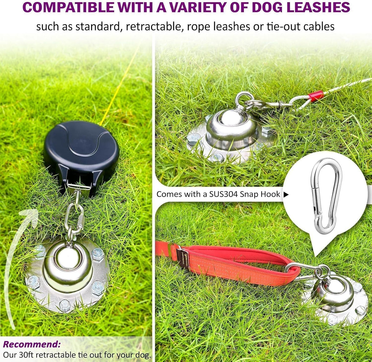 360° Swivel Dog Tie Out Stake Dog Anchor Heavy Duty Stainless Steel - Stake only - image 3