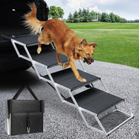 Folding Dog Stairs for Car, 16.9" Wide 4-Step Non-Slip Pet Steps – Essentials for Dogs - Black / 16.9In-4 Steps