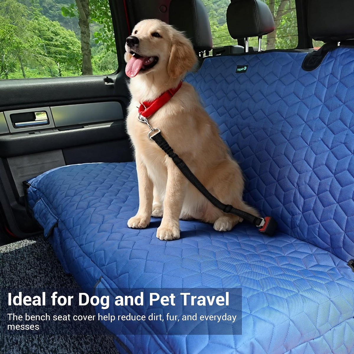 Dog Car Seat Covers for Back Seat - Bench-61"W / Blue - image 2
