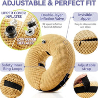 Inflatable Dog Cone Collar - Dog Neck Donut Cone Collar Alternative After Surgery - Soft Cone for Large Medium Small Dogs Cats - Alternative Recovery E Collar (Yello, S)