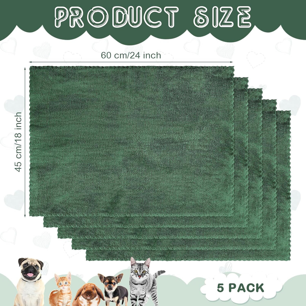 SmoothNovelty 5 Pcs Waterproof Guinea Pig Cage Liner - Dark Green / 18" X 24" / Classic - image 2