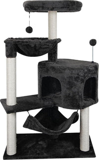 YUNIQUE Cat Tree with Cat Condo and Big Hammock, Grey – Essentials for Cats - 39.4'' Dark Grey