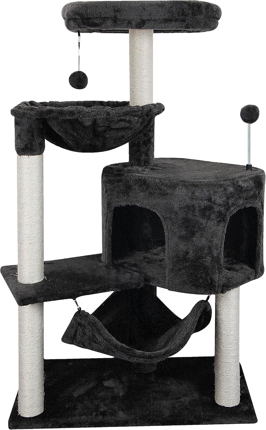 YUNIQUE Cat Tree with Cat Condo and Big Hammock, Grey – Essentials for Cats - 39.4'' Dark Grey