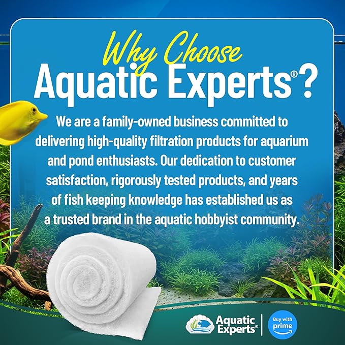 Aquatic Experts FilterFirst Aquarium Filter Pad - Aquarium Filter Floss for Crystal Clear Water, 3/4" - 1" Thick (24 Inch Wide, 12 Feet Long)