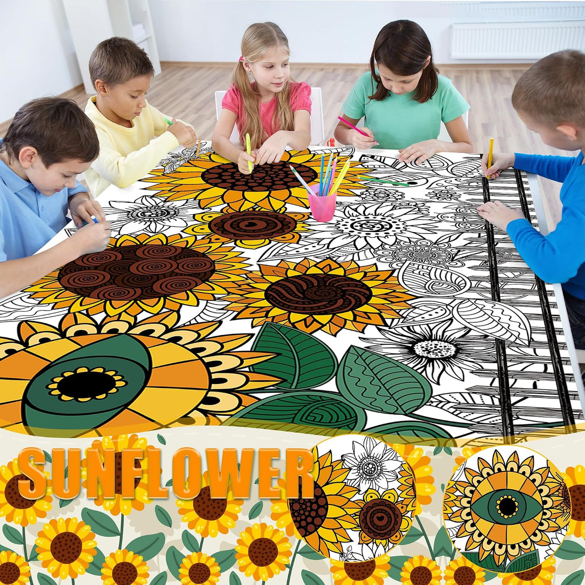 OHOME Halloween Giant Coloring Poster/Tablecloth-Halloween Crafts - Sunflower - image 3