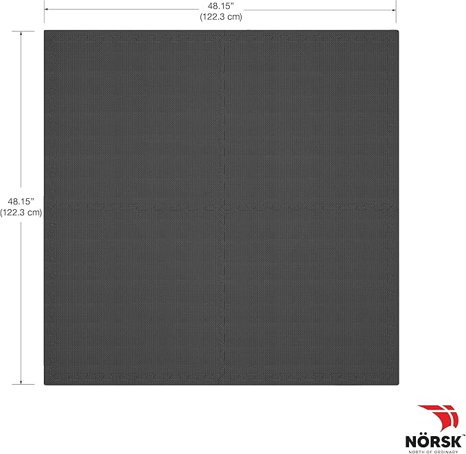 Norsk Multi-Purpose Reversible Floor Mats - EVA Interlocking Foam Tiles (Gray/Black 16 Tiles - 64 sq. Ft. 1/2" Thick)