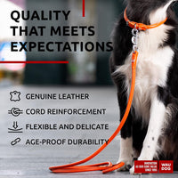 WAUDOG Rolled Leather Dog Leash 4Ft * 0.3 in for Small Medium - Orange / 4Ft * 0.4 in - image 3