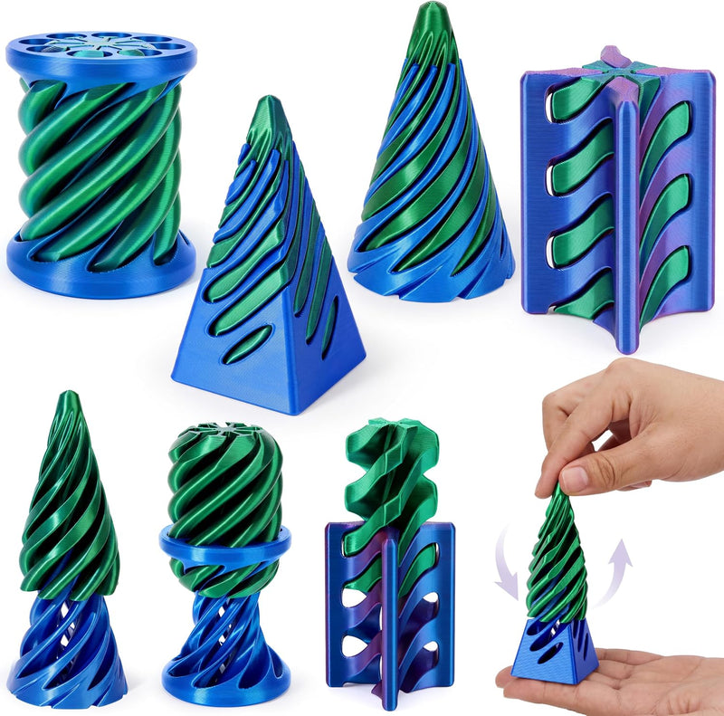 JOYIN 4 Pack Impossible Cone Fidget Toys - Laser Blue Green