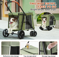 Medium Dog Stroller, Dual Entry One-Touch Folding - Green - image 3