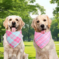 Pink Dog Bandanas Girl Large 2PCS, Summer Spring Plaid Scarf – Essentials for Dogs - pink pink blue-25 / X-Large - image 3