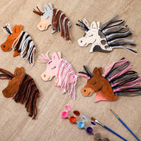 Geelin 24 unfinished wooden horse cutouts with paints, brushes and colored yarn - view 4