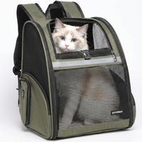 Cat Backpack Carrier for Small Dogs and Medium cat Puppy Kitten Bunny - DarkGreen / 12.9"L x 10.6"W x 15.5"H