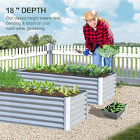 Domi Raised Garden Beds Outdoor, 8x4x1.5Ft Thickening Tall Metal Rectangular Deep Root Box Planter for Vegetables, Flowers, Herbs, and Succulents 1.5" Deep w/ 342 Gallon Capacity - Silvery