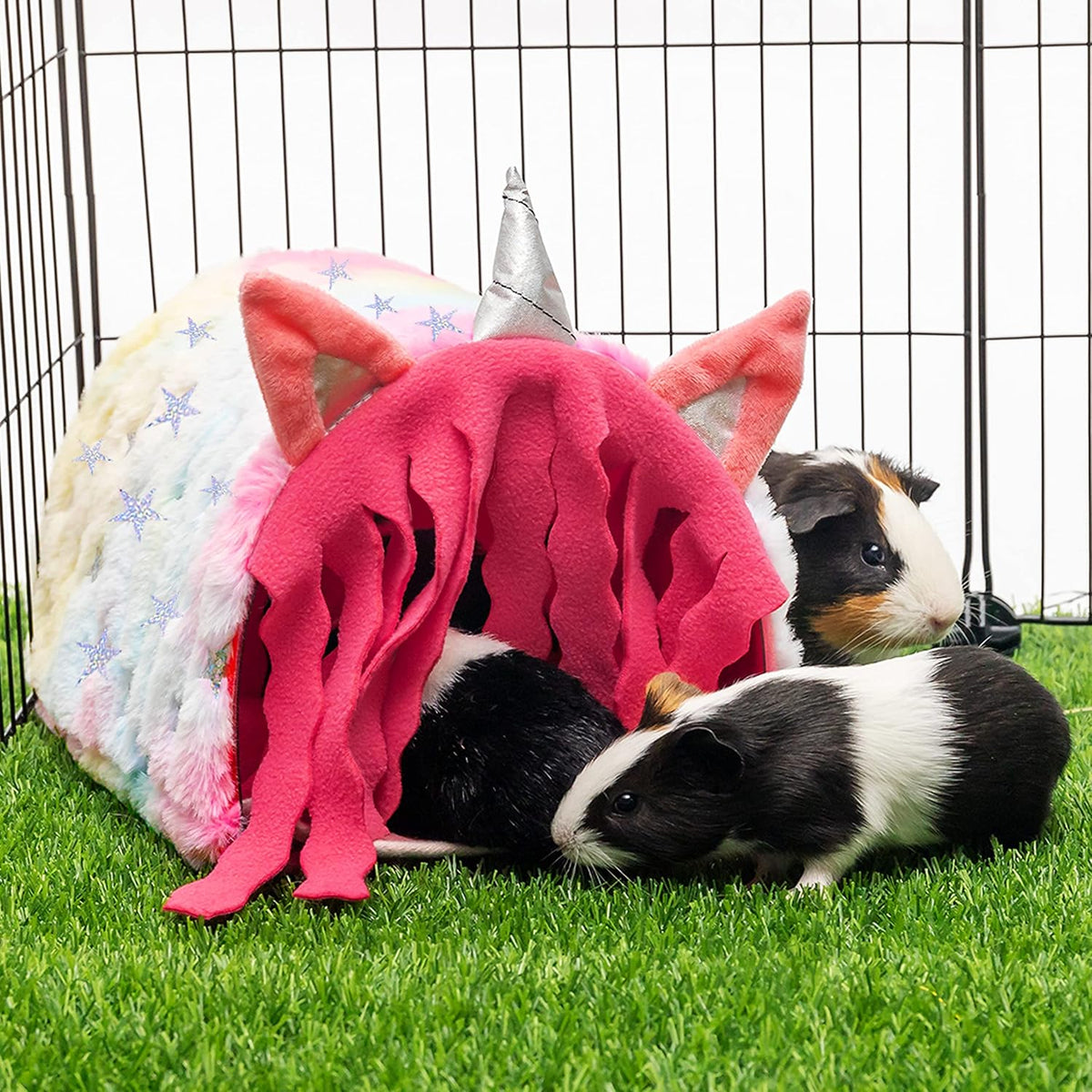 PAWNISAW pink gradient guinea pig tunnel hideout with two-sided fleece and cooling mat - view 4