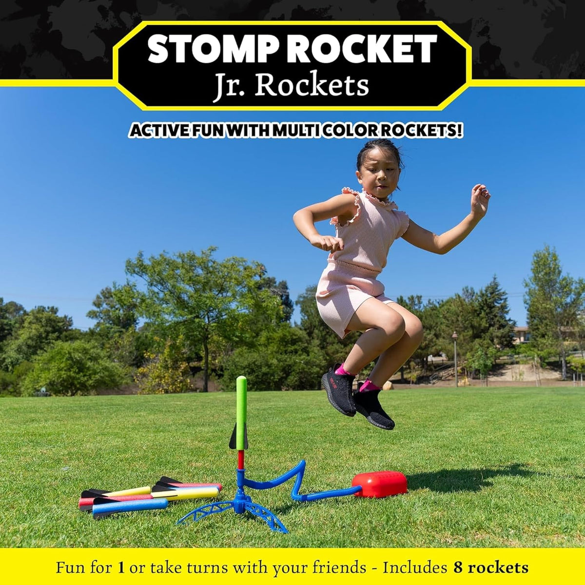 Stomp Rocket Jr Multi-Color Rocket Launcher for Kids, 8 Rockets – Fun for Kids & Family - Jr Multi-Color 8 Rocket Pack - image 2