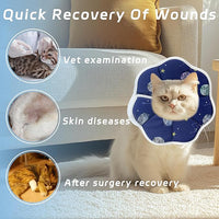 Soft Adjustable Cat Cone Collar, Comfortable Recovery Collar for Cats After Surgery (Blue, Large)
