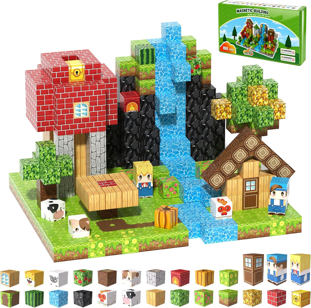 200PCS Magnetic Building Blocks Set - Forest 100PCS 0.78 in Size
