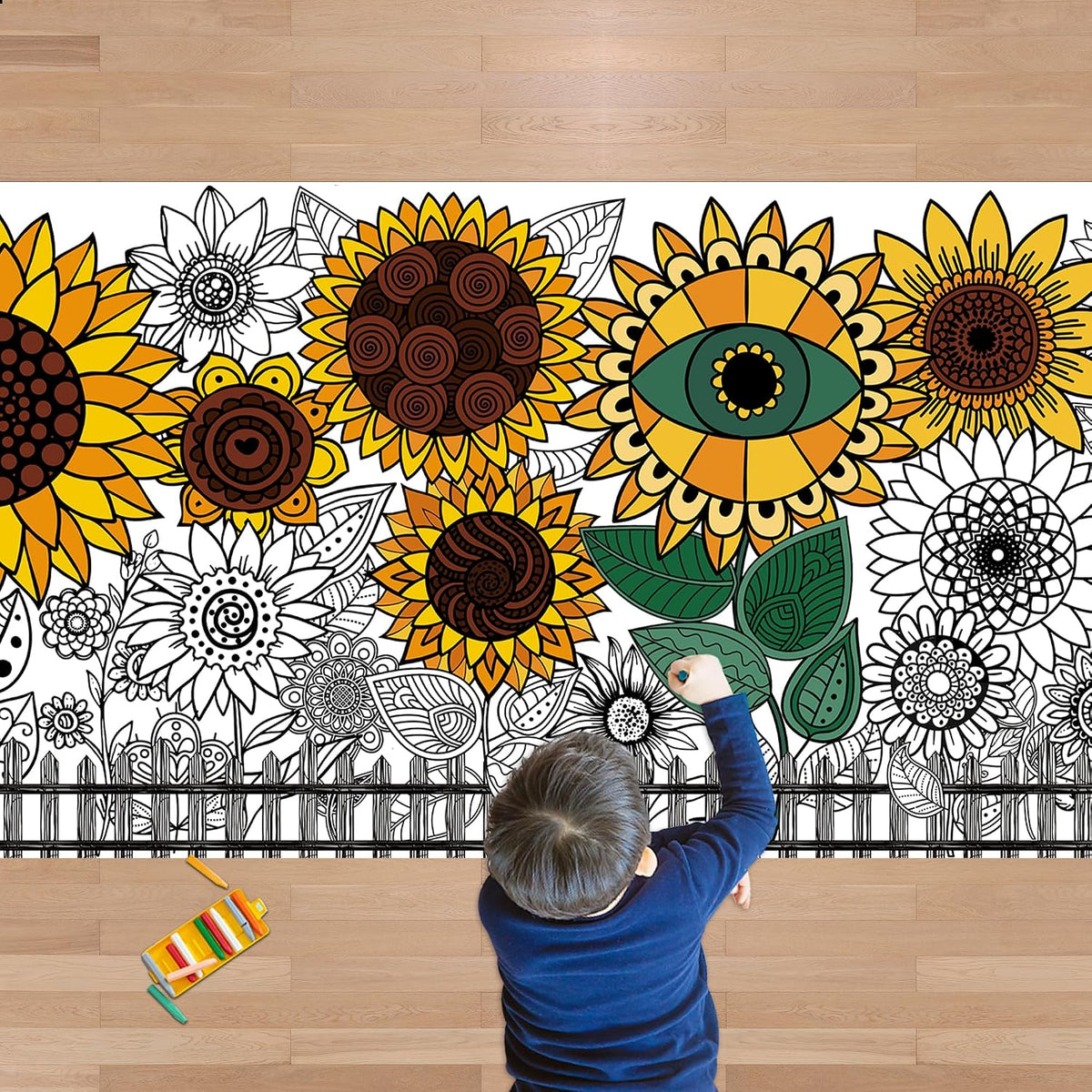 OHOME Halloween Giant Coloring Poster/Tablecloth-Halloween Crafts - Sunflower
