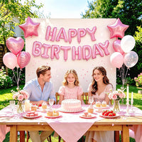 TONIFUL 16 Inch Black Happy Birthday Balloons Banner Decorations - Pink - image 4