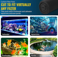CFS – Pack of 2, Cut to Fit Carbon Infused Filter Pad Media for Clean & Clear Fish Tank and Ponds – Fresh & Filtered Water for Aquariums – Charcoal Filter Pads – Black – 10.5" x 72"