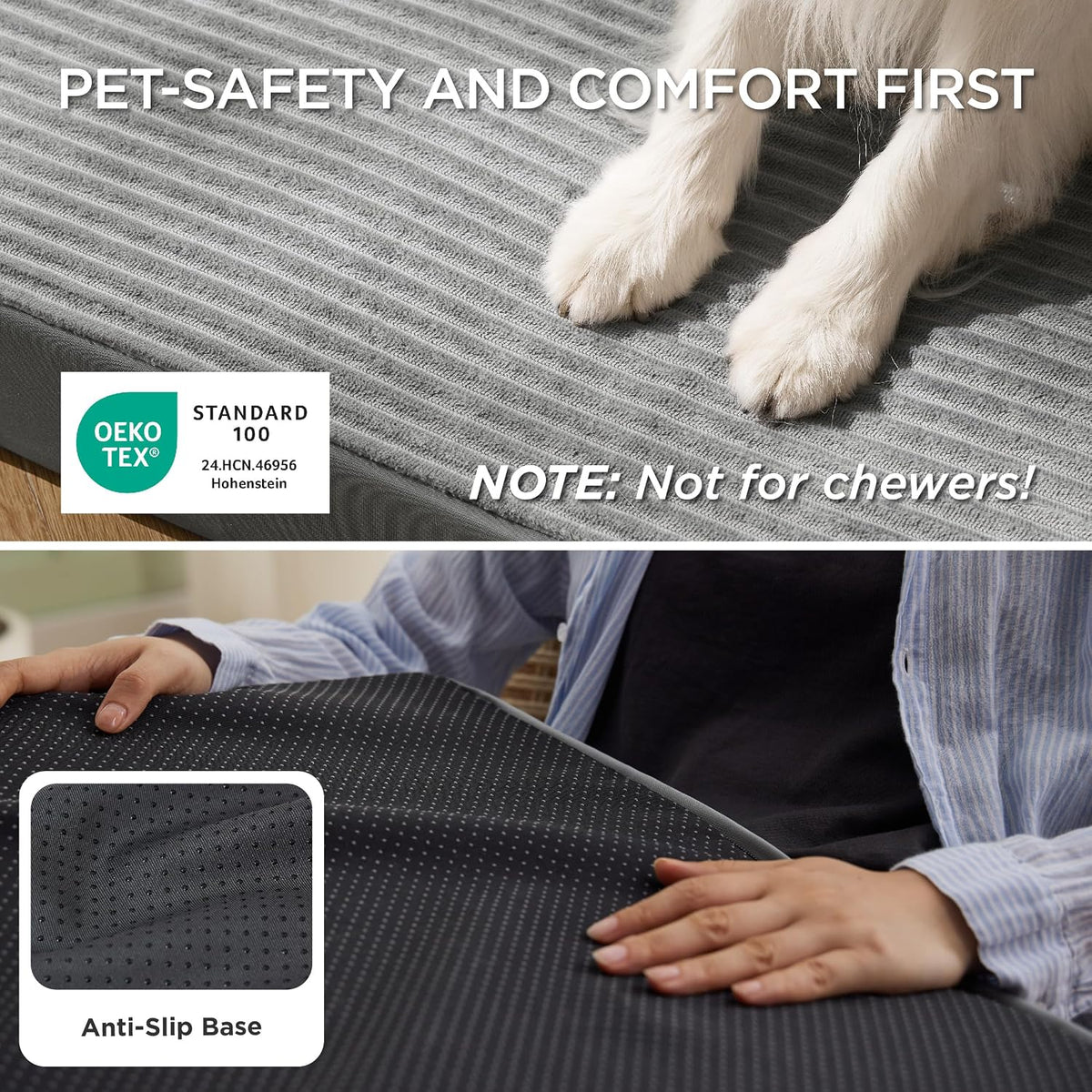 Bedsure ComfyFleece Large Dog Bed for Crate with Washable Cover - 47x29x4 / Charcoal Grey - image 4