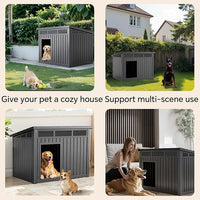 VIXZEN Dog House Indoor Outdoor,Waterproof Dog House for Small to Medium Dogs,Doghouse with Air Vents and Elevated Floor,Openable at The Top,Easy to Assemble and Clean,Black,32.2"×25.12"×24.13"