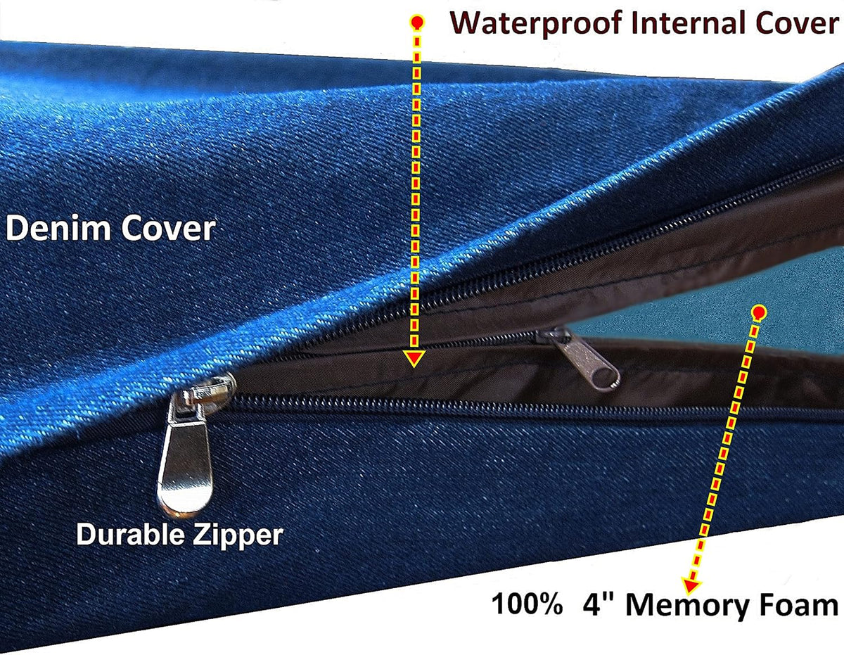 Extra Large Orthopedic Memory Foam Dog Bed for Large Dogs - 47.0"L x 29.0"W x 4.0"Th / Navy Blue - image 3