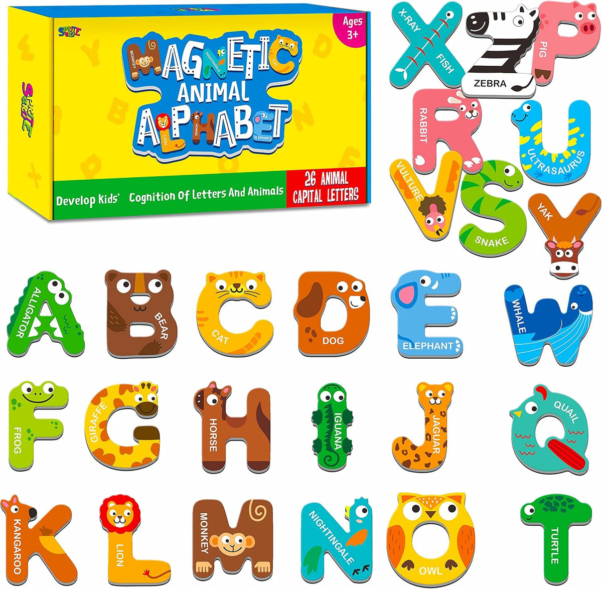 Large Size Magnetic Letters - 26 magnetic alphabet of animals